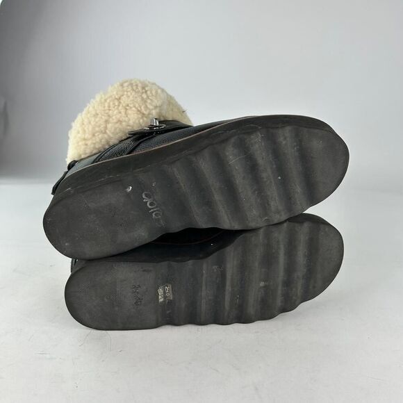 COACH Urban Hiker Boot US 7.5 B Leather Black Shearling Wedge Platform shoes - Picture 7 of 15